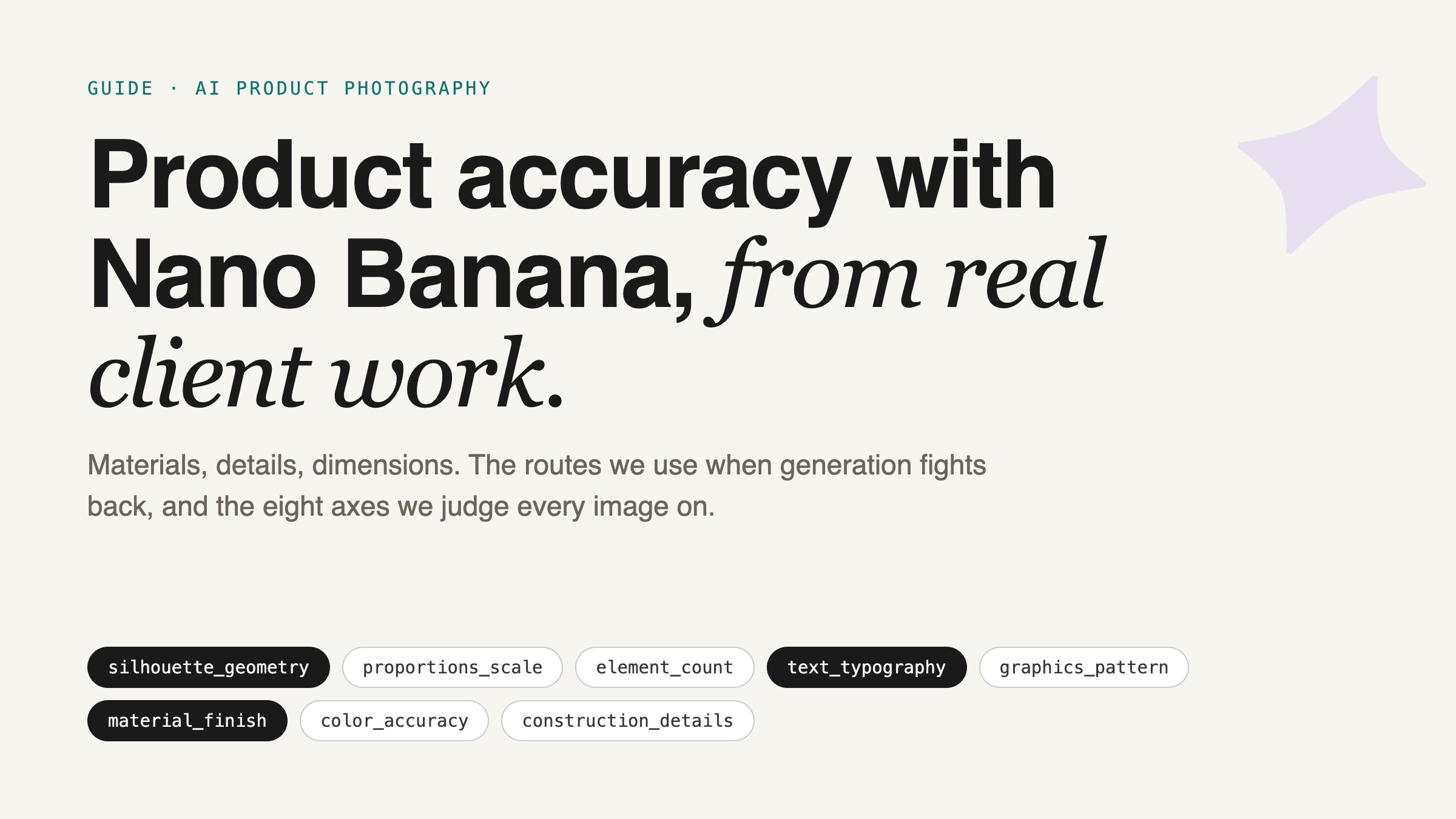 Product-accuracy before and after comparison showing AI product photography defects corrected