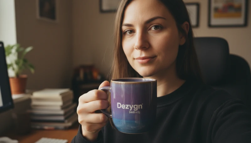 Authentic UGC-style AI photo of a person holding a product in casual lighting