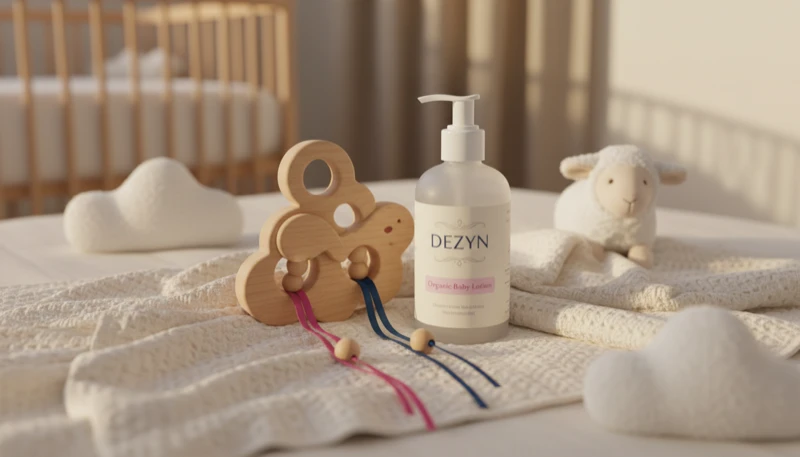 AI baby product photography showing a nursery scene in soft natural light