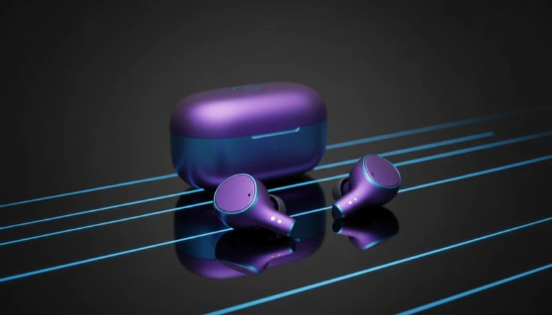 AI electronics photography showing a device with controlled reflections on a clean surface